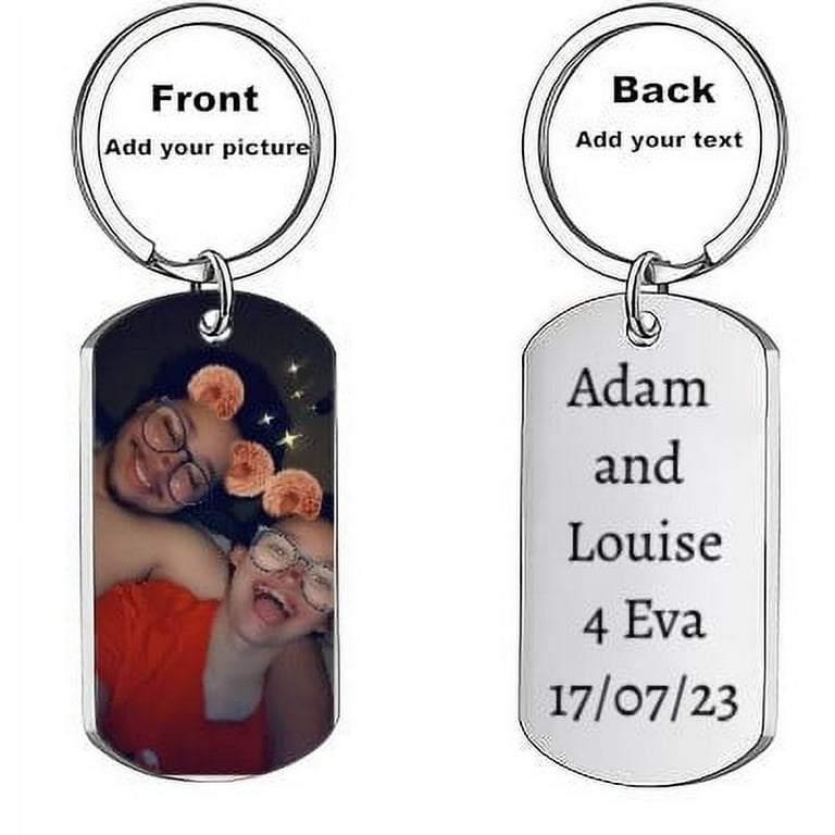 Personalized Keychain Custom Keychain with Picture Custom Keychain with Picture Personalized Engraving Photo Text Dog Tag Keychains for Family Friends
