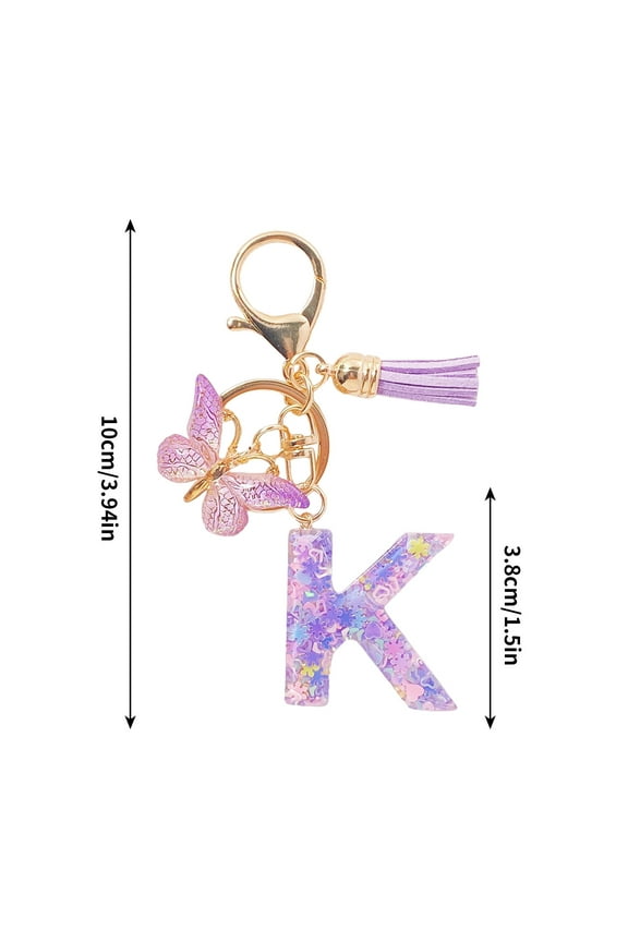 Personalized Keychain, Czzoypi Custom Initial Letter Keychain For Women, Purple Tassel Resin Keychain Gift For Car Wallet Backpack