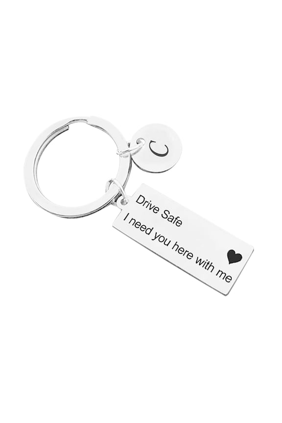 Personalized Keychain, Stainless Steel Letter Key Drive Safe, 30mm Durable Fashion Friendship Gift for Daughter, White