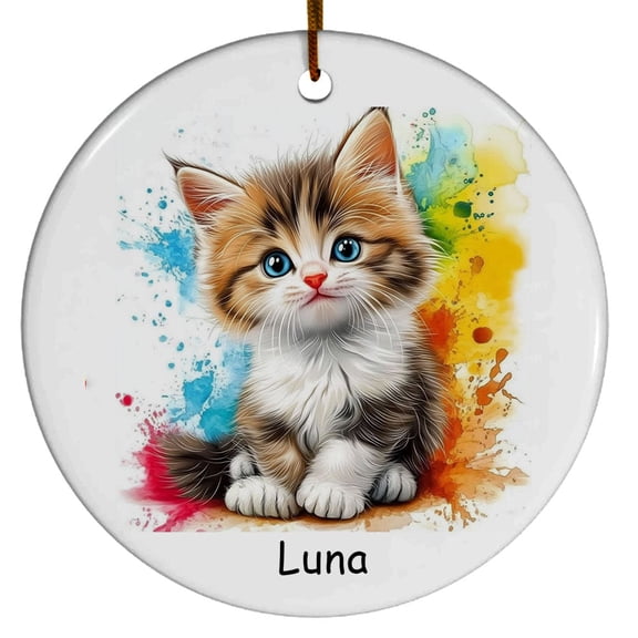 Personalized Khao Manee Cat Christmas Ornament, Customized Ornament with Cat Name, Christmas Ornament, Gift for Mother's day, Father's day, Christmas, Birthday, Gift for Cat Lover