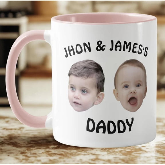 Personalized Kids Face 2 Photos Dad, AURORAVALLEY, 11oz-15oz Mug