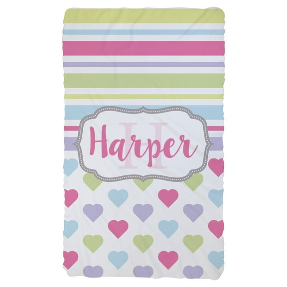 Personalized Kids Hearts Fleece Blanket