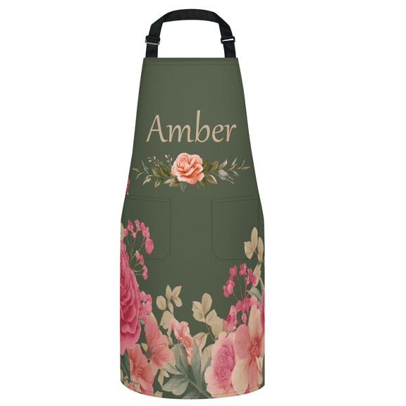 Personalized Kitchen Apron with Name Text,Cooking Apron with 2 Front Pockets, Adjustable Neck & Waist, Digital Printed, 32.5x28.3 In, Ideal for Bakers, Baristas, Chefs, Barbers, Bartenders