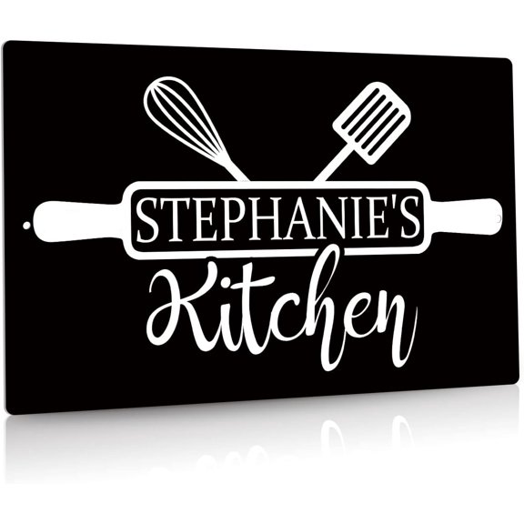 Personalized Kitchen Sign Custom Metal Wall Decor for Home, Bar, Cafe, Rustic Farmhouse Style Gift for Family & Friends 12x8 Inch Aluminum