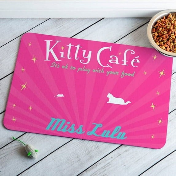 Personalized Kitty Cafe Meal Mat, Pink