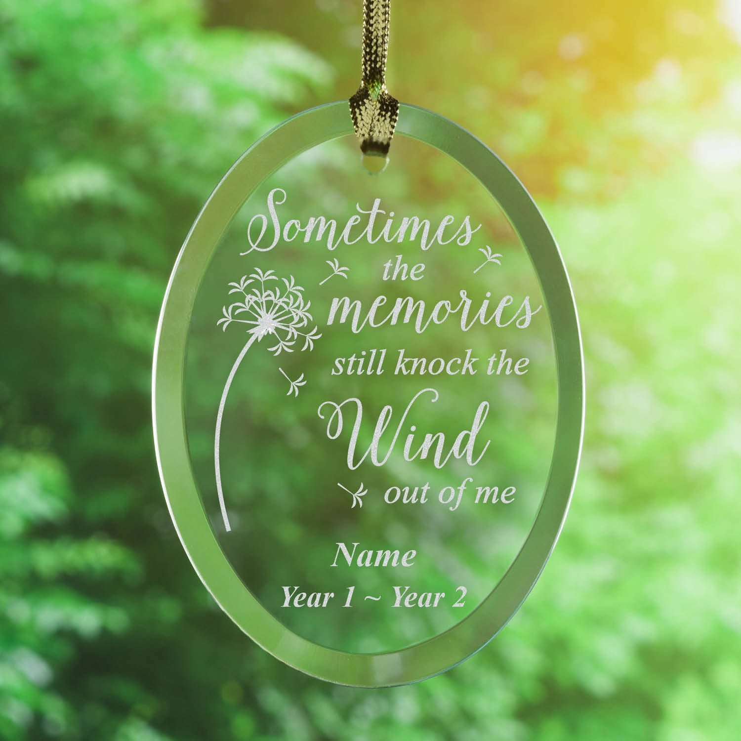 Personalized Knock the Wind Memorial Glass Christmas Tree Ornament