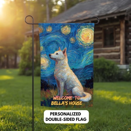 Personalized Korean Jindo Dog Garden Flag Custom Pet Dog Memorial Remembrance Decor Outdoo