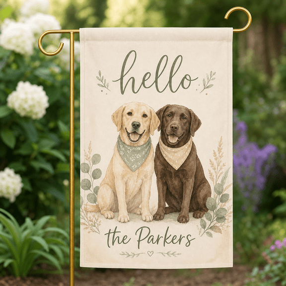 Personalized Labrador Pair Welcome Garden Flag for Front Yard Decor