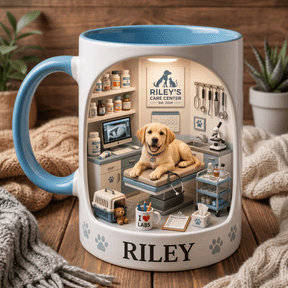 Personalized Labrador Retriever Mug, Custom Dog Name Vet Clinic Coffee Cup Gift