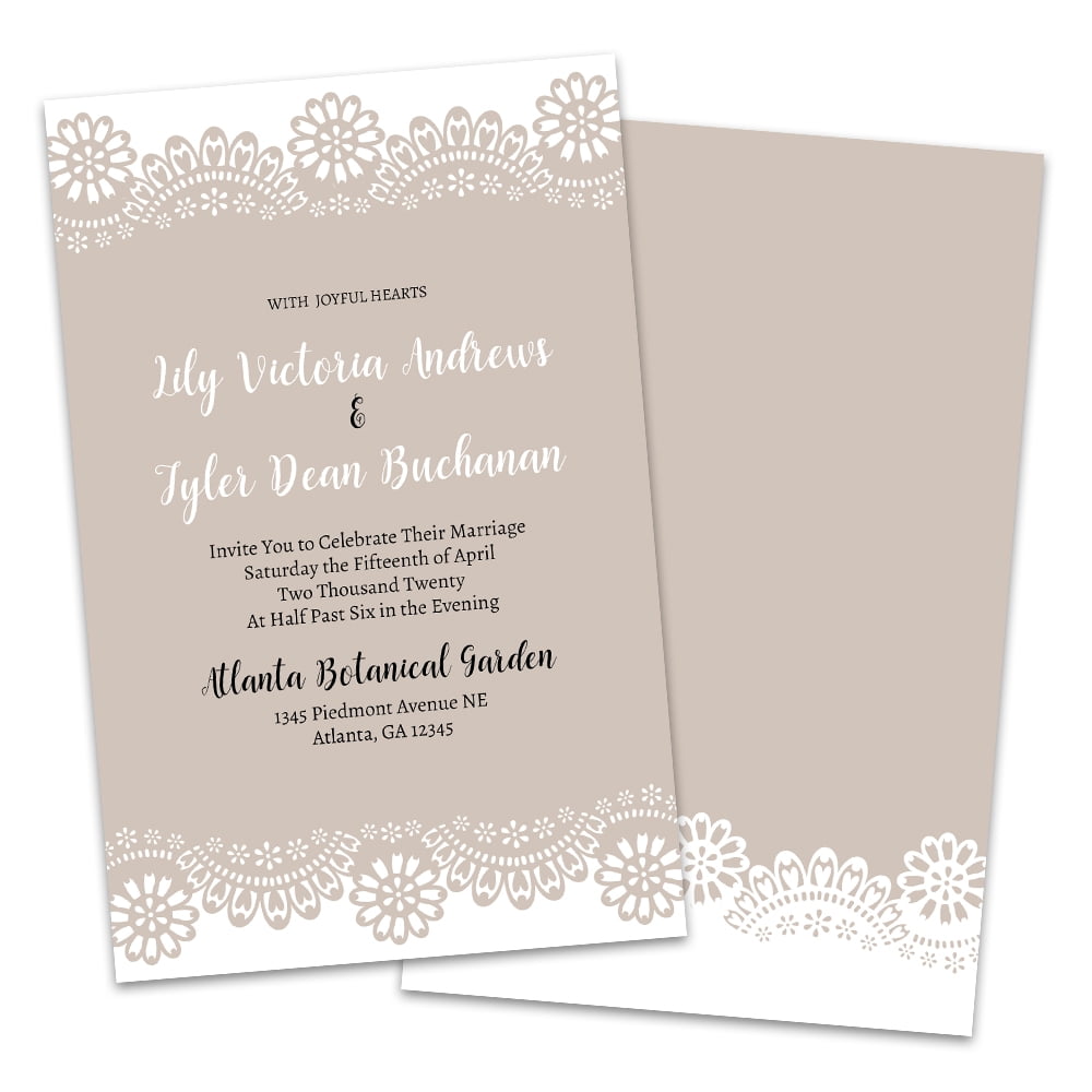 Personalized Lace Edge Kraft Wedding Invitations