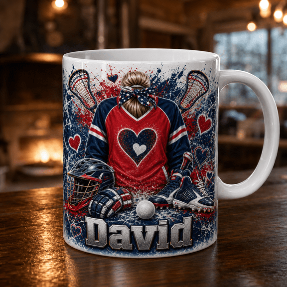 Personalized Lacrosse Mom Mug, Custom Player Name Sports Coffee Cup Gift