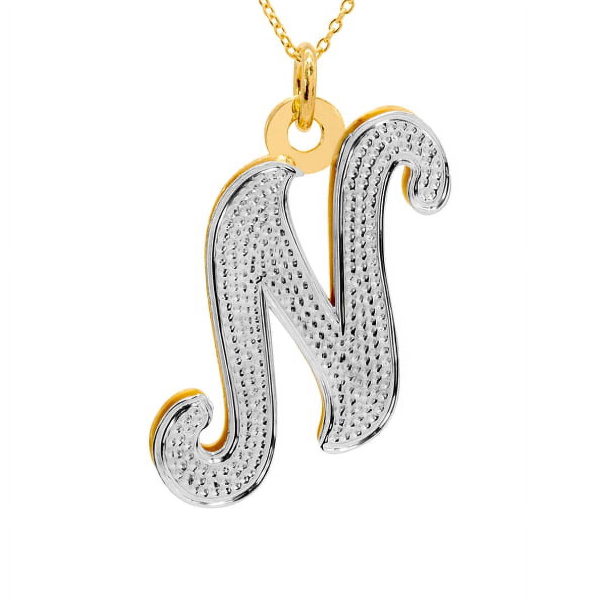 Personalized Large Initial Double-Plated Name Necklace with Beading