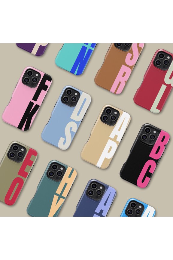 Personalized Large Tall Initial Case for iPhone Samsung Custom