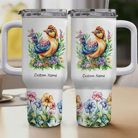 Personalized Lark Lover Tumbler 40oz – Custom Name Travel Cup with Straw and Handle – Cute Animal Bird Gift for Girls Women Birthday or Christmas Nature Themed