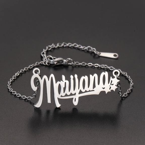 Personalized Laser Engrave Custom Name Star Nameplate Bracelet Stainless Steel Women Men Link Chain Bangle Jewelry Gift