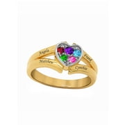 JAY AIMEE DESIGNS Personalized Laser Engraved Family Ring with Up to Five Birthstones