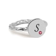 thumbnail image 1 of Personalized Laser Engraved Single Initial Round Disc on Twisted Shank Ring with One Birthstone, 1 of 1