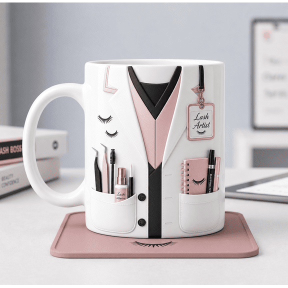 Personalized Lash Artist Ceramic Coffee Mug, Custom Name Lash Technician Beauty Gift