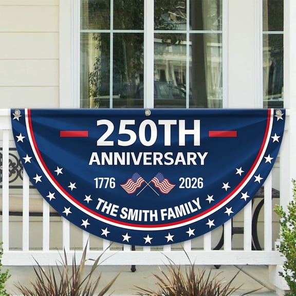 Personalized Last Name 250th Anniversary 1776-2026 America Fan Flag 18x36in