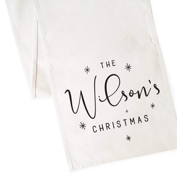 Personalized Last Name Christmas Canvas Table Runner