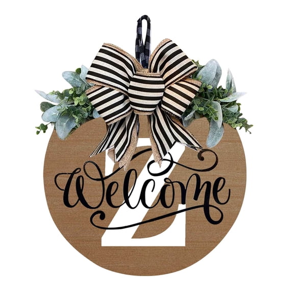 Personalized Last Name Front Door Wreath 12 Inch Round Hanging Sign with Monogram Letter, Year Round Welcome Door Decor for Home, Porch, Wedding, and Housewarming Gifts