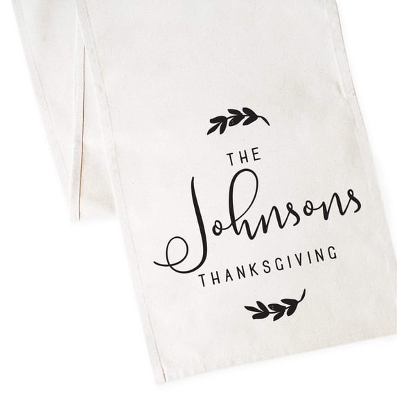Personalized Last Name Thanksgiving Cotton Canvas Table Runner