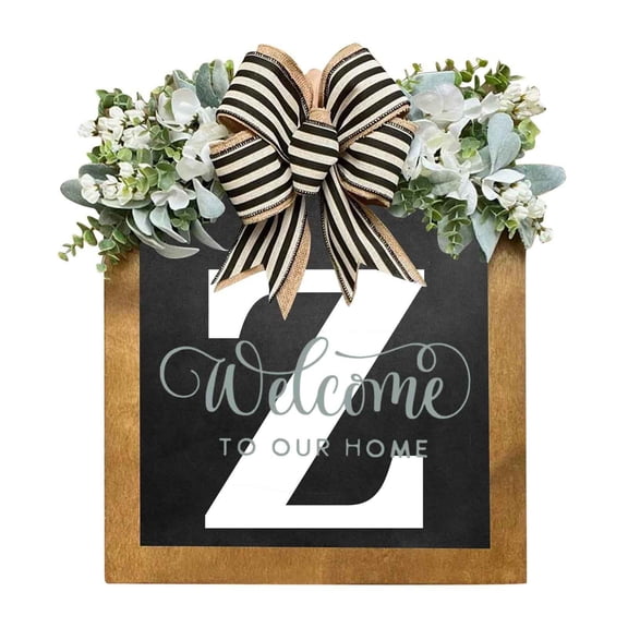 Personalized Last Name Wreath Sign, Wenini Custom Wood Door Hanger Decorative Plaque, Year Round Front Door Decor for Wedding Housewarming Anniversary Gift