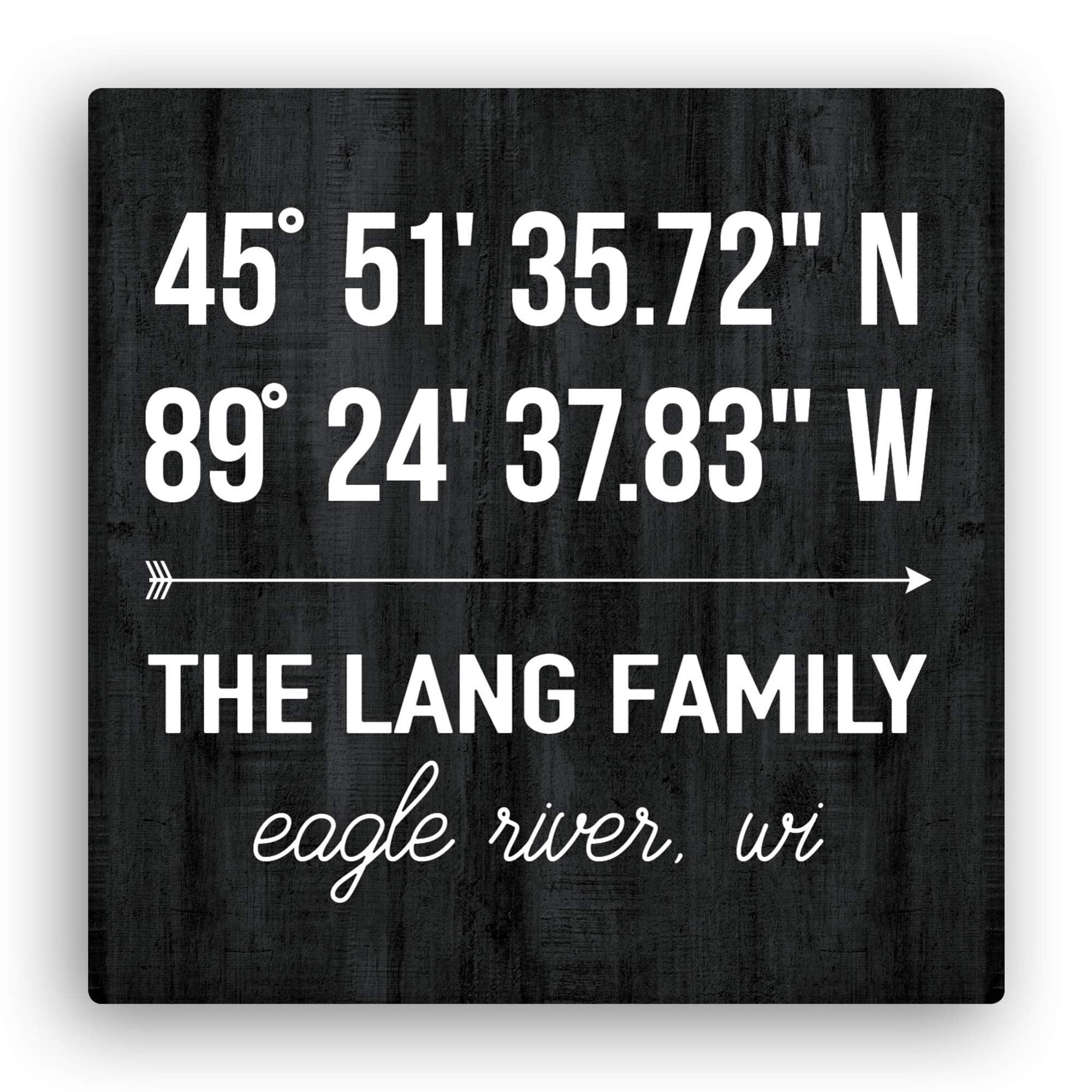 Personalized Latitude and Longitude Gray Canvas in various colors and sizes