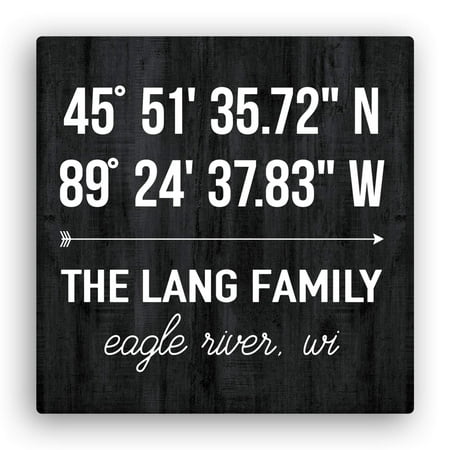 Personalized Latitude and Longitude Gray Canvas in various colors and sizes