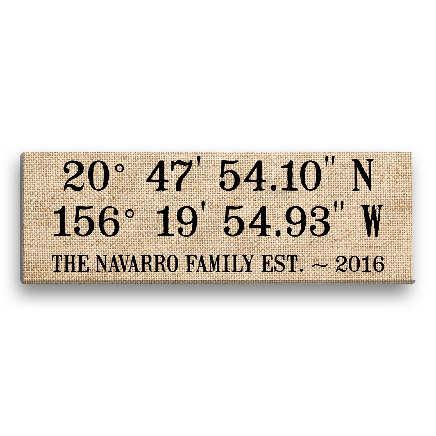 Personalized Latitude and Longitude Gray Canvas in various colors and sizes