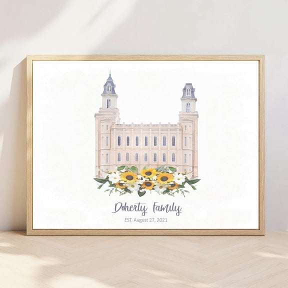 Personalized Latter-Day Saint Temple Painting Any Temple Of Your Choice Lds Art Digital Painting Canvas Print Custom Wedding Gift Date Name, Unframed Poster Size 12x18