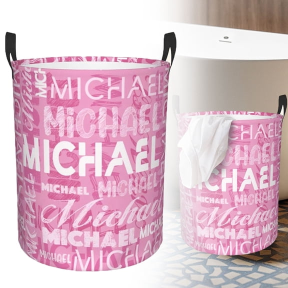 Personalized Laundry Baskets with Name for Boy and Girl Custom Nursery Laundry Hamper Waterprool Clothes Toys Organizer Storage with Handle for Bathroom Living Room