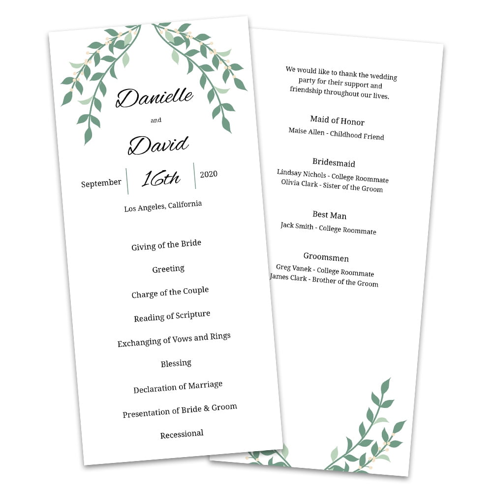 Personalized Laurels Wedding Program