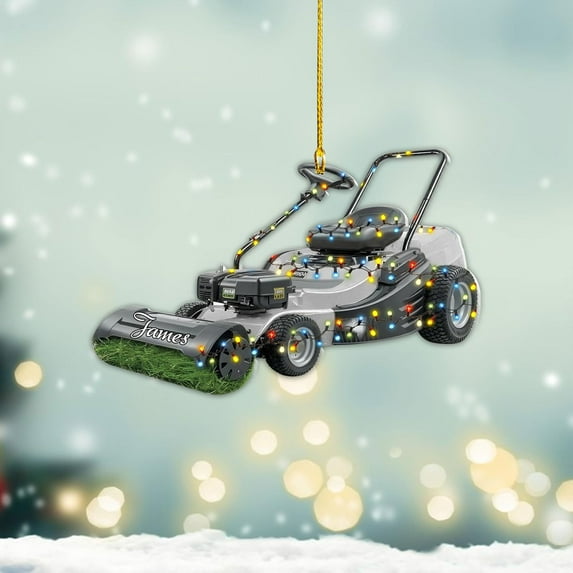Personalized Lawn Mowers Christmas Ornaments 2025, Push Mower Ornament, Lawnmower Acrylic Wood 2D Flat Ornaments, Riding Lawn Mower Christmas Tree Decorations, Large Lawn Ornaments for Xmas (GLM 4) -