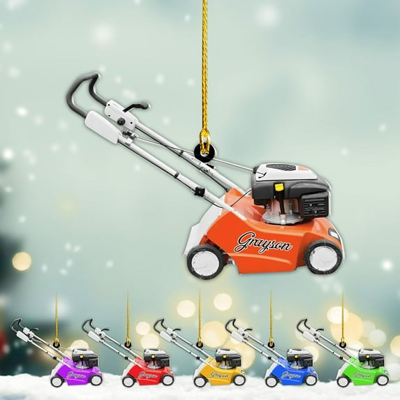 Personalized Lawn Mowers Christmas Ornaments 2025, Push Mower Ornament, Lawnmower Acrylic Wood 2D Flat Ornaments, Riding Lawn Mower Christmas Tree Decorations, Large Lawn Ornaments for Xmas (GLM 1) -