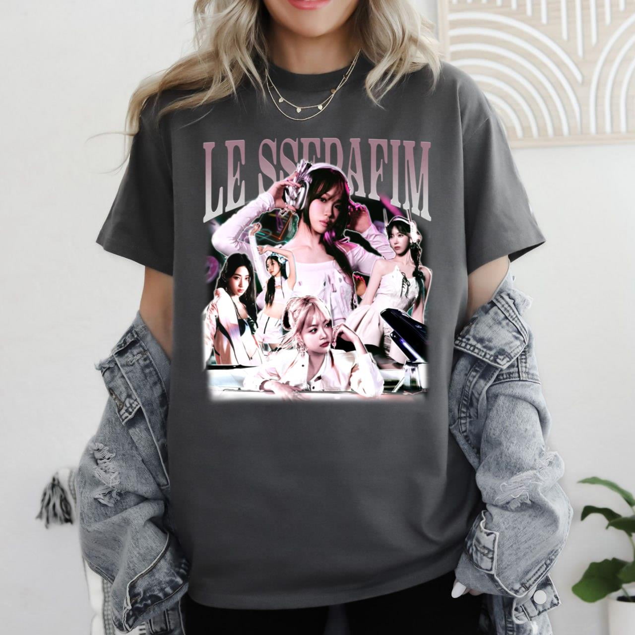 アイドル LESSERAFIM GR8 COLLABORATION T-SHIRT XL Le Sserafim Bootleg Graphic T-Shirt for fans – Truhustlersupply