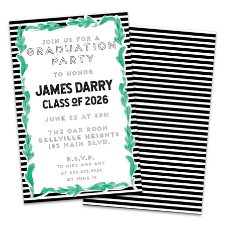 Personalized Leafy Framed Graduation Party Invitation