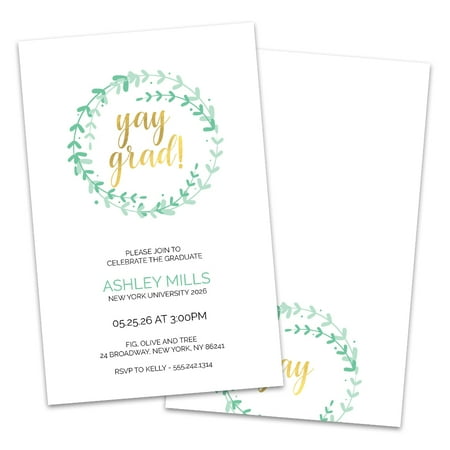 Personalized Leafy Wreath Graduation Party Invitation