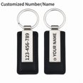 thumbnail image 1 of Personalized Leather Anti-lost Keychain - Double-sided Laser Custom Name ID Stainless Steel Keychain for Men Boyfriend, Brother and Father Gift, Black Dog, 1 of 6