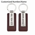 thumbnail image 1 of Personalized Leather Anti-lost Keychain - Double-sided Laser Custom Name ID Stainless Steel Keychain for Men Boyfriend, Brother and Father Gift, Coffee, 1 of 6