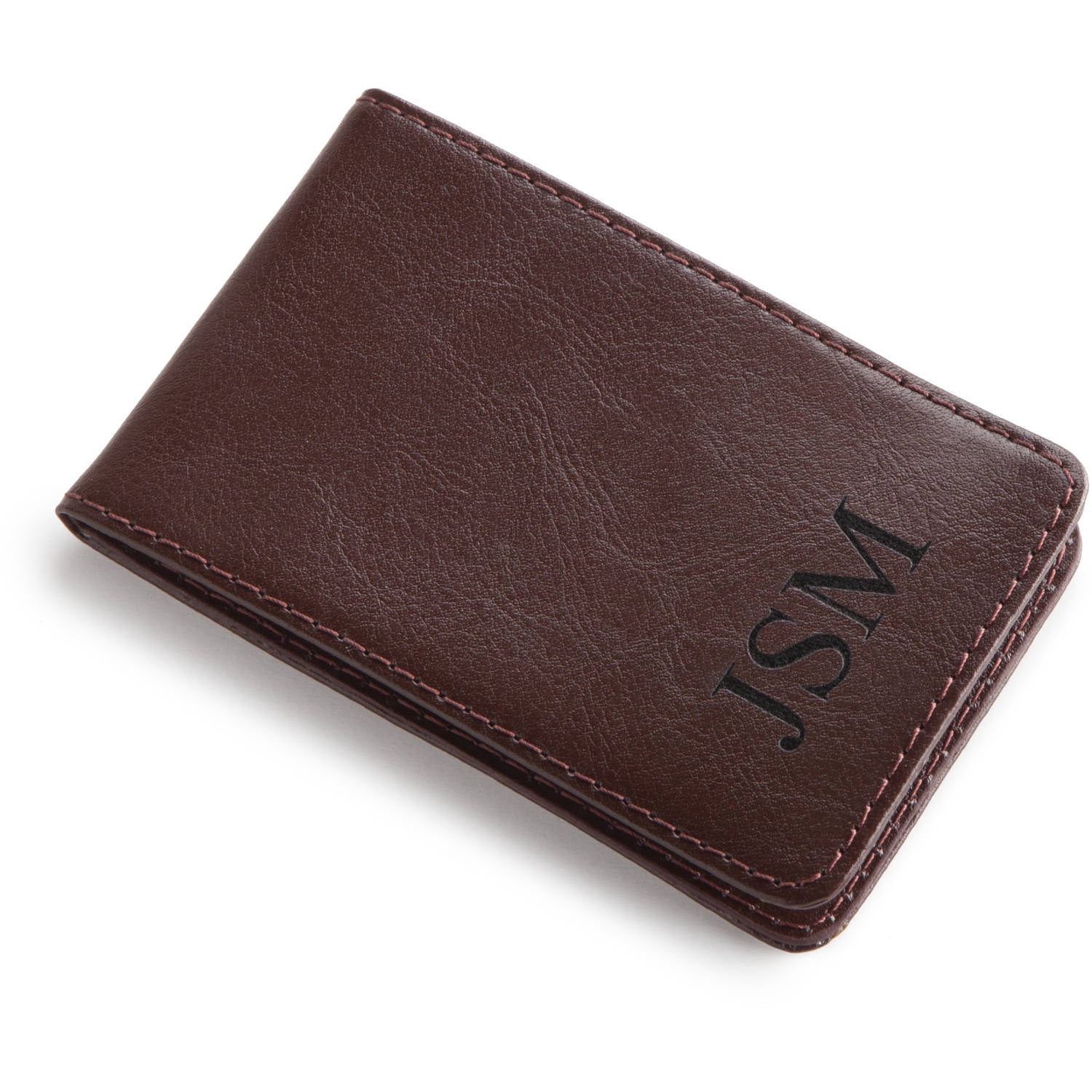 Personalized Leather Billfold Case with Money Clip