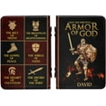thumbnail image 1 of Personalized Leather Business Portfolio Padfolio Folder with Zipper - Folio Document Organizer, Laptop Sleeve, iPad Case and Folder (A - Armor of God, Black), 1 of 5