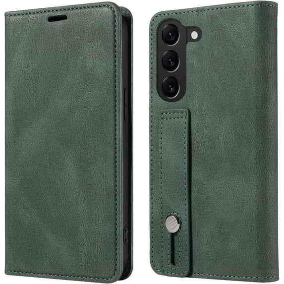 Personalized Leather Flip Wallet Wristlet Phone Case PU+TPU Magnetic Stand Anti-Shock Protection for Samsung Galaxy A70 A50 A30 A40 A20 A7 A21 A03S CORE(Light Green,A03 164mm)
