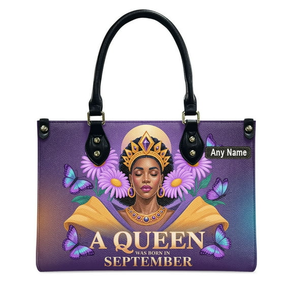 Personalized Leather Handbag with Zipper for African American Woman, Custom Purses Gift For Black Women, Mother's Day Gift, Church Bags for Women, Bible Bag, Purses For Moms, Black Queen Bags U2D8xP