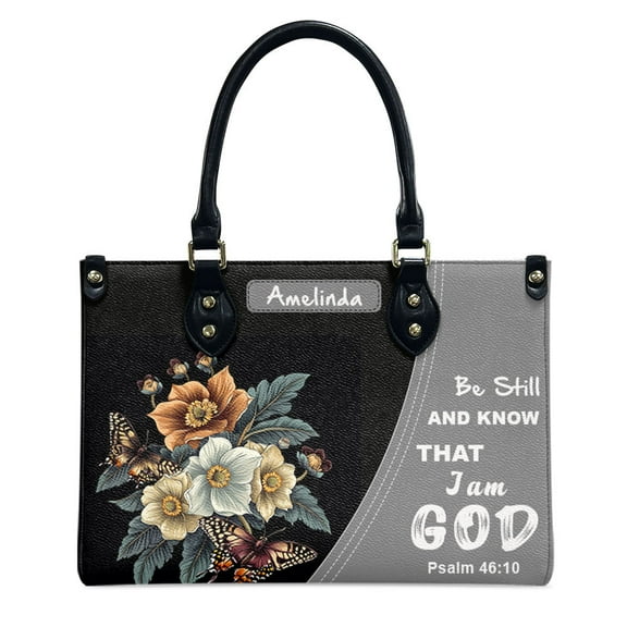 Personalized Leather Handbags For Women - Personalized Leather Purse with Name - Tote Bags for Mom Grandma - Custom Gifts Ideas for Her, Hellebore Flowers and Butterflies Handbags UZDpqT