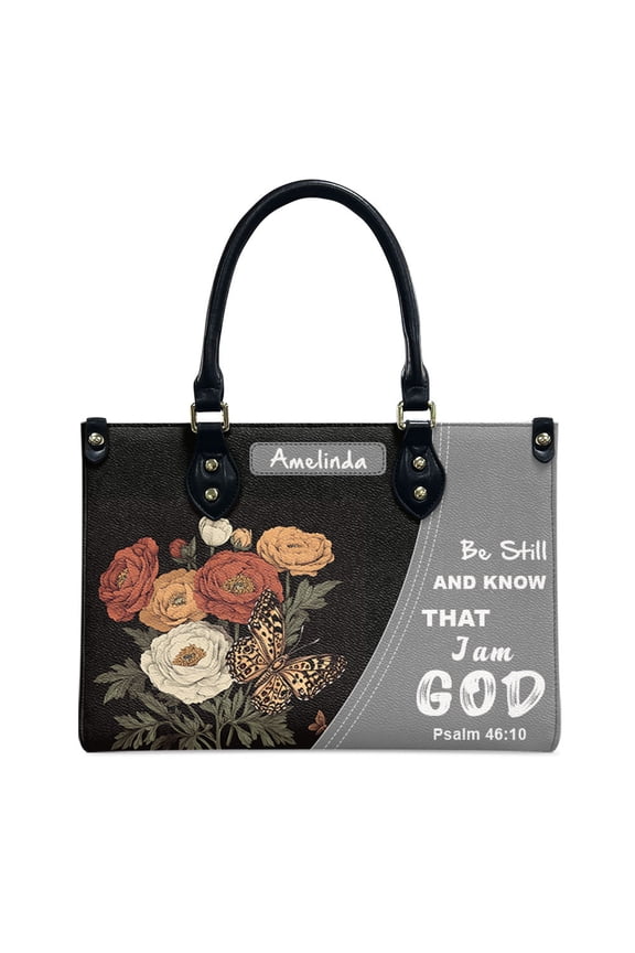 Personalized Leather Handbags For Women - Personalized Leather Purse with Name - Tote Bags for Mom Grandma - Custom Gifts Ideas for Her, Ranunculus Flowers and Butterflies Handbags G0Ipnv