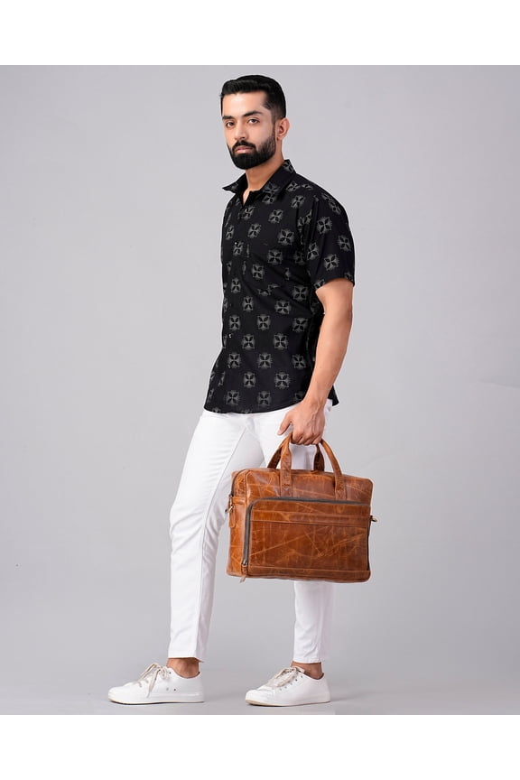 Personalized Leather Laptop Messenger Briefcase Leather Cross-Body Messenger Bag Mens Leather Satchel Briefcase for 13" to 16" Laptops