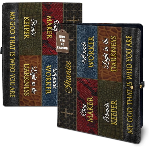 Personalized Leather Padfolio, Christian Gift for Men and Women, Custom Name, Folio Document Organizer, Laptop Sleeve, iPad Case and Folder (Way Maker)