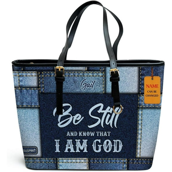 Personalized Leather Tote Bag For Women - Christmas Gifts For Women - Christian Gifts, Be Still, Custom Name Bag