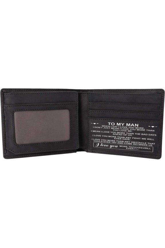 Personalized Leather Wallet For Man, Engraved RFID Blocking Bifold Stylish Black Wallet For Man Valentines Birthday Christmas Gifts